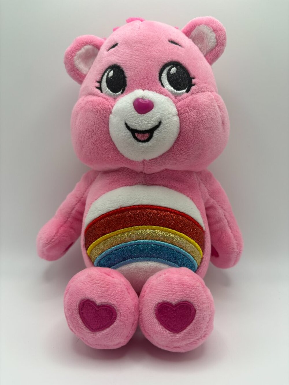 Basic Fun Care Bears Fun Size 9" Cheer Bear Pink Glitter Beanie Plush(SKU:781TO)